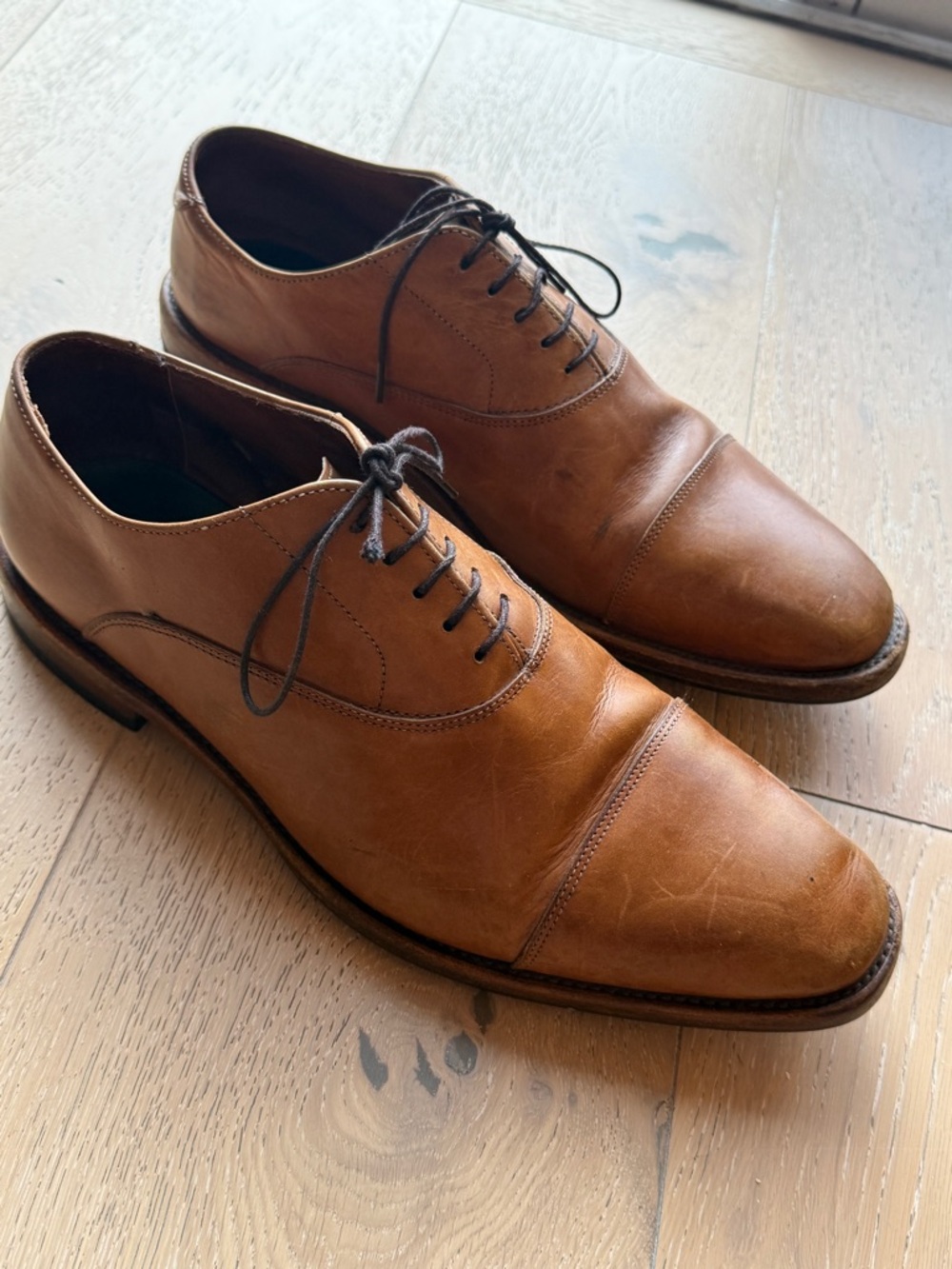 Allen Edmonds Tan Leather Cap-Toe Oxfords